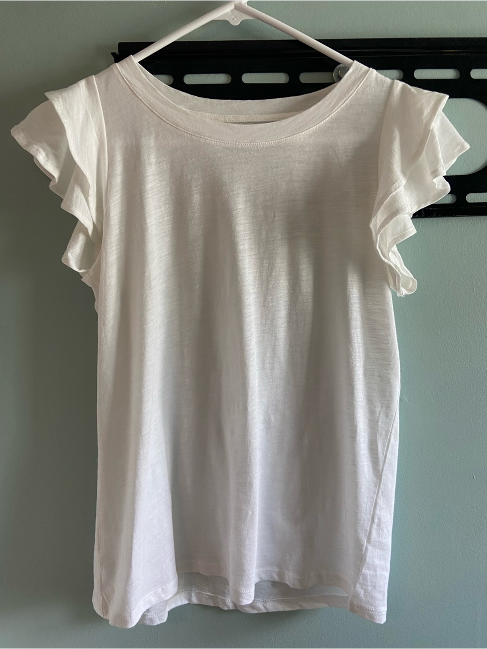 LOFT White Flutter Sleeve Short Sleeve Tee